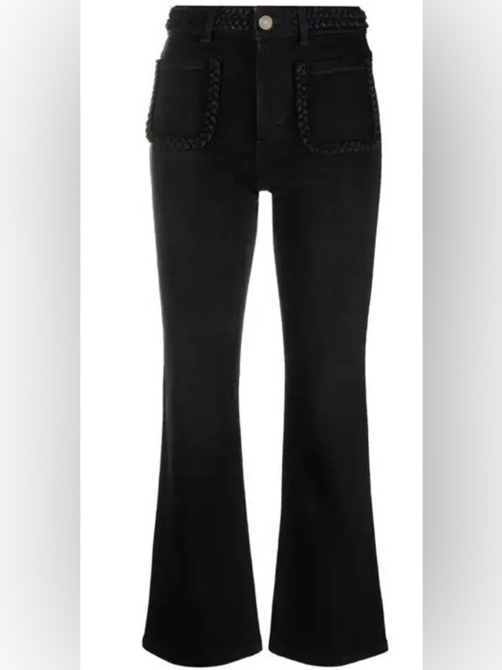 MAJE PLATENE BRAIDED TRIM BOOTCUT/FLARE FADED BLACK/ANTHRACITE SHADE JEANS $295
